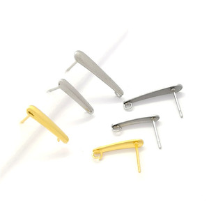 Postes de aretes ovalados alargados de acero inoxidable con lazo para la fabricación de joyas, accesorios en tono dorado y plateado - Product Image 2