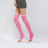 Bas de contention à compression, hauteur genou, à bout ouvert, grande taille, beige, pour un confort optimal des pieds et des jambes, chaussettes de sommeil hautes