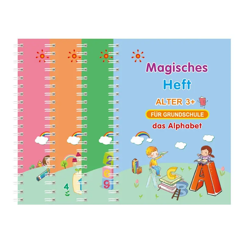 Magisch Oefenboek Voor Kinderen Duits Herbruikbaar Handschrift Werkboeken Groeven Sjabloon Ontwerp