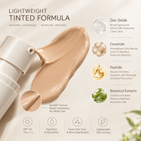 Crème solaire minérale teintée hydratante Lance Private Label SPF 50, protection large spectre UVA UVB pour les soins quotidiens de la peau