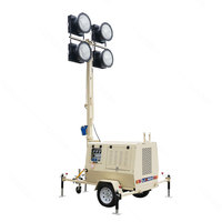 Tour d'éclairage mobile télescopique portable 5m 7m 9m, sur remorque, avec générateur solaire ou diesel