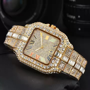 <b>Men's</b> Luxury Moissanite Diamond Quartz Watch Square Case 5mm Stainless Steel Band Alloy Professional Executive Timepiece - Product Image 3