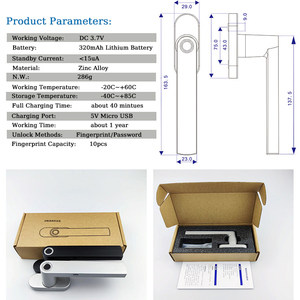 Wafu WF-013B sinh trắc học vân tay hợp kim kẽm Khóa cửa sổ xử lý chống trộm an ninh trẻ em Khóa cửa sổ - Product Image 6