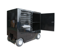 Chariot d'atelier mobile pour travaux de course, avec plan de travail et boîte à outils, pour espaces de travail extérieurs