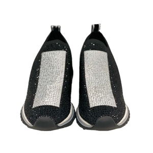 Chaussures de créateur pour hommes, baskets de sport noires et blanches à paillettes, chaussures plates avec strass et cristaux, avec boîte - Product Image 2