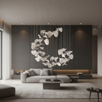 Luminaires sur mesure FireLux pour grands projets, lustre en forme de feuille de lotus, villa, salle d'exposition, hall d'hôtel, salle de banquet, lampes décoratives pour escalier