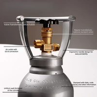 Cilindro de CO2 Plateado Personalizado de 8L con Asa, Botella Industrial sin Costuras de 15MPa