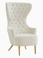 Fauteuil de salon moderne de style classique avec pieds en acier inoxydable, dossier haut capitonné en velours, pour la maison