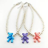 Collier ras du cou tendance été en acrylique coloré avec perles imitation ours pour femme et fille – Nouvelle arrivée