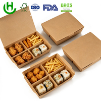 Boîte alimentaire en papier kraft imprimée sur mesure avec fermeture à fente, résistante à la graisse, pour emballage de snacks à emporter, fabricant OEM