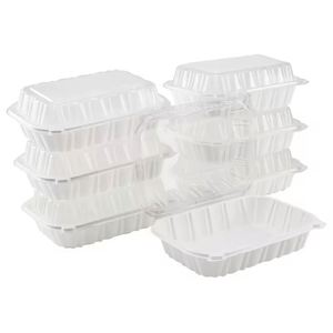 Boîte alimentaire en plastique Mfpp noire à 2 compartiments 9x9 pour préparation de repas, compatible micro-ondes, type clamshell, pour plats à emporter - Product Image 4