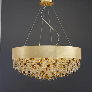 2024 Venta caliente sala de estar dormitorio moderno creativo de lujo oro redondeado araña de techo de cristal - Product Image 6