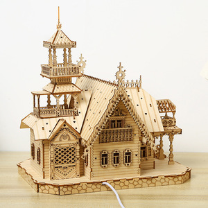 Rompecabezas 3D de Madera, Villa <span class=keywords><strong>Castillo</strong></span>, con Menos de 50 Piezas, Modelo Arquitectónico con Luces, Juguete Educativo para Adolescentes y Adultos, 3 Estrellas - Product Image 6