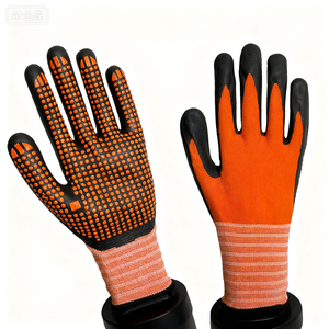 Snell 안전 니트릴 작업 점 장갑 찢어짐 방지 오일 증거 경량 점선 강한 그립 원예 농업 오렌지 장갑 - Product Image 1