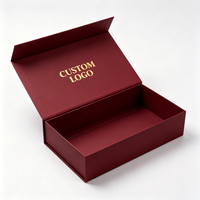 Boîtes cadeaux rigides à fermeture magnétique rouge vin mat avec logo doré à l'intérieur, impression personnalisée pour bijoux de luxe, cadeaux de mariage, emballage en gros