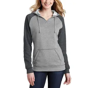 classic color block raglan sleeve pullover hoodie custom blank plain fitted ladies jumper gym training hoodie supplier