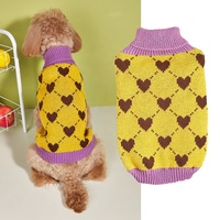 Nouvelle Collection : Gilet Pull Col Roulé en Fibres Acryliques Tricotées pour Petit Chien, Motif Cœur, Chaud Hiver