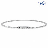 Bracelet tennis fin Viti personnalisé en or blanc 18 carats, scintillant, avec diamants de laboratoire, bijoux fins, fabricant OEM ODM, pour femmes