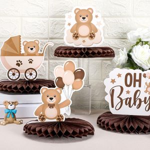 Centres de table nid d'abeille pour baby shower sur le thème de l'ours, décorations de table neutres pour baby shower sur le thème de l'ours, centres de table pour fête d'anniversaire (marron) - Product Image 5