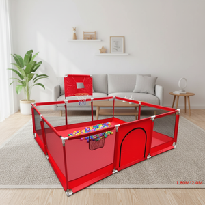 Parc pour enfants multifonctionnel avec buts de basket-ball et de football, clôture de sécurité pour ramper et marcher dans le salon, pour les ventes transfrontalières - Product Image 3