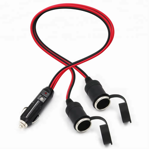 12-24V High Quality 6ft RoHS Certified 2*Female Cigarette Lighter <b>Car</b> Charger Male to Two Female Extension Cable for Automobile - Product Image 3