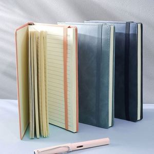 Wholesale Custom A5 Faux PU Leather Hardcover Notebook <b>Sewing</b> 200 Pages Lined Paper Elastic Band Gift for Students Office - Product Image 4