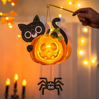 Kit de lanternes citrouilles en papier DIY pour enfants avec lumière LED pour Halloween, décoration de bar, maison, fête, fournitures en gros personnalisées pour les fêtes