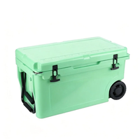 Glacière isotherme à roulettes 55L, double compartiment, LLDPE PU, glacière thermique portable, chariot pour le camping en plein air, la pêche, les pique-niques