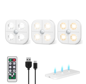 <b>Motion</b> <b>Sensor</b> Step <b>Light</b> Wireless Rechargeable Puck <b>Lights</b> with Remote Stair <b>Lights</b> Indoor with 3 Colors Temperature - Product Image 1