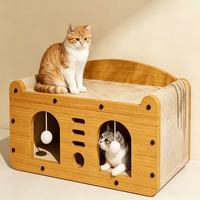 Grattoir à chat en papier écologique classique moderne de grande taille, maison à chat pliable à 1 niveau avec thèmes de Noël et d'Halloween, emballage en carton