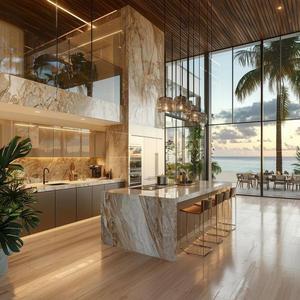 Hiện đại Châu Âu sang trọng nhà bếp tủ tường thép không gỉ Countertop với bồn rửa thông minh sơn mài kết thúc đảo cho biệt thự sang trọng - Product Image 1