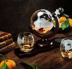 Hot Sale Clear Gold Etched Glass Wine Whisky Tequila Liquor Globe <strong>Decanter</strong> <strong>Whiskey</strong> with Wooden Box Glasses Para Whisky - Product Image 3