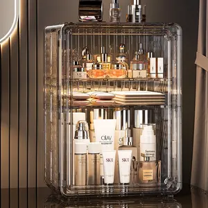 אינטרנט סלבריטי קיבולת גדולה שכבה כפולה איפור אקריליק שקוף מארגן רב תכליתיים יוקרה בסגנון קוסמטיקה - Product Image 3