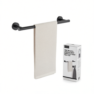 Juego de Toallero de Pared de Acero Inoxidable de 6 Piezas, Diseño Moderno Negro para Baño - Product Image 1