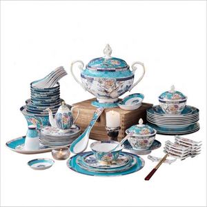 Lot de 68 pièces de vaisselle en porcelaine tendance, motif oiseau porte-bonheur chinois classique, pour la décoration de salon et de maison - Product Image 3