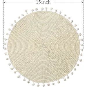 cotton rattan woven wedding dining table placemat suppliers place mats riches base tassel place mat