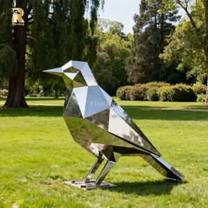 Custom Design Moderne Stijl Grote Geometrische Gesneden Roestvrij Staal Vogel Beeldje Sculptuur Voor Outdoor Landschapsdecoratie - Product Image 4