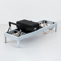 Lit de Pilates Reformer en aluminium durable, noir, machine d'exercice en métal pour studio et entraînement à domicile