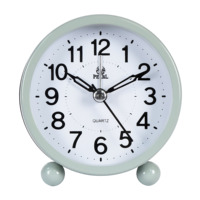 Jam Alarm Meja Analog Quartz, Jam Alarm Logam, Jam Meja Analog Quartz, Jam Alarm Logam, Rak Dekoratif, Dial 3D, dengan Fungsi Lampu Latar, Tidur Sebentar
