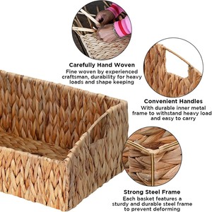 Cesta de Almacenamiento de Ratán Rectangular para Montar en la Pared, Organizador de Oficina Ecológico, Portadocumentos, Cesta Decorativa - Product Image 4