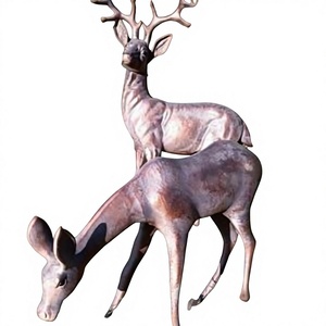 Aluminium <b>Deer</b> Statues Outdoor <b>Garden</b> Decoration Simple Style Animal Sculpture Bronze Reindeer Set for Yard Landscaping - Product Image 1