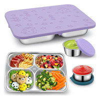 Assiette à dîner divisée en acier inoxydable hermétique à bas prix raisonnable avec couvercles