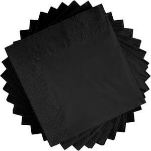 Servilletas de Papel Cuadradas de Bajo MOQ, Color Sólido Vibrante para Todo Tipo de Fiestas y Celebraciones, Servilletas Desechables Negras de 2 Capas - Product Image 1