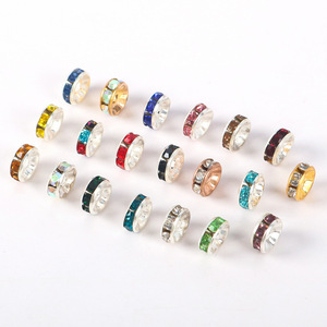Rhinestone Spacer <b>Beads</b> Round Crystal Plated For Jewelry Making 8mm - Product Image 1