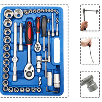 Kit de herramientas manuales de acero al cromo vanadio, 94 Uds., llave de tubo de trinquete métrica, reparaciones mecánicas automotrices, juego de herramientas duraderas