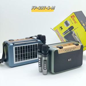 Radio portable solaire FP-397-S-<span class=keywords><strong>M</strong></span> avec double microphone karaoké, haut-parleur Bluetooth, radio 4 bandes AM/FM/SW1-2 et double éclairage LED rechargeable - Product Image 4