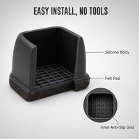 Capuchons de pieds de meubles carrés en silicone et feutre