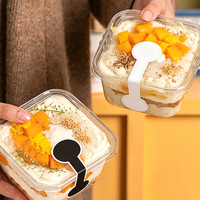 Boîte carrée transparente en gros Jinyu pour emballage de gâteaux aux fruits, pâtisseries, petits gâteaux, étiquettes alimentaires personnalisées