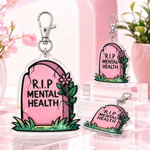 Llavero Personalizado de Humor Negro, Amuleto Acrílico con Diseño de Lápida RIP sobre la Salud Mental, Estilo <span class=keywords><strong>Pastel</strong></span> <span class=keywords><strong>Goth</strong></span> - Product Image 2