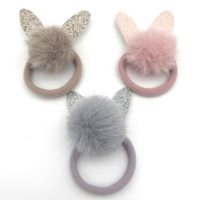 Accessoires pour cheveux de filles, petits pompons moelleux en forme de lapin, élastiques pour queue de cheval et élastiques pour bébés filles et tout-petits